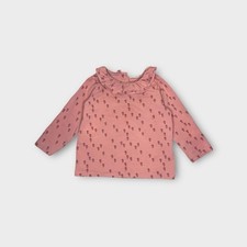Next Ruffle Collar Pink Floral Long Sleeve Top