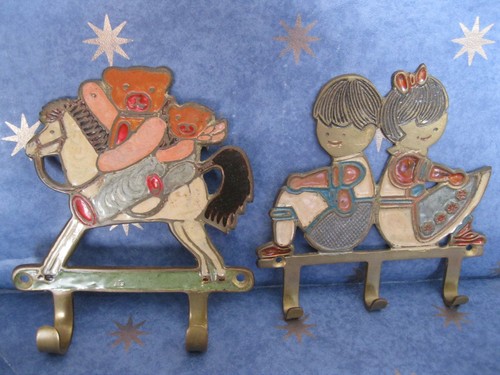 Vintage brass enamel - enamel, wall