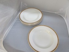Antique Losol Ware Keeling Co -  7x Lipped Soup Bowls - White With Gold Design