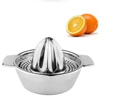 Stainless Steel Citrus Juicer–Manual Hand Press Lemon Squeezer w Bowl & Strainer