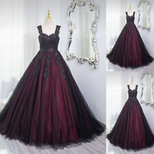Gothic Black Red Wedding Dresses Straps Lace Appliques Sequin A Line Bridal Gown