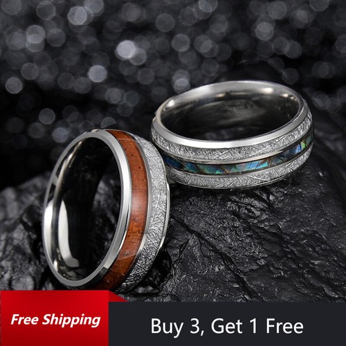 8mm wood pattern inlay ring - wood,