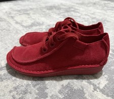 Clarks Unstructured Funny Dream Red Suede Comfy Flat Walking Shoes UK 4.5 /37.5