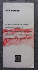 ALFA ROMEO orig 1953 Euro Mkt Small Tech Data Brochure - 1900 Giulietta Spider