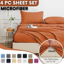 4 Piece Bed sheet set Microfiber Hotel Luxury Ultra Soft Deep Pocket Sheets