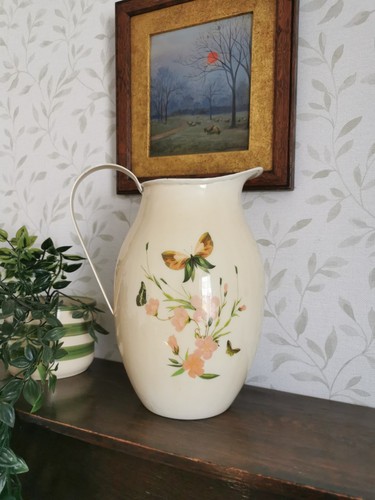 Vintage enamel jug with - vintage,