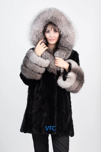 Black mink coat with silver - coat,