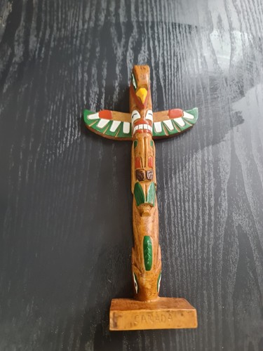 Hand painted wooden totem - hand‑painted,