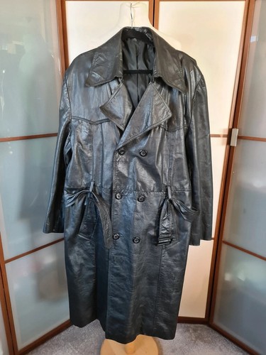 Vintage black leather trench