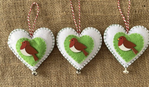 Felt heart christmas robin - felt,