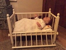 Vintage Dolls Dropside Cot With Vintage Blankets. VGC. Doll not inc