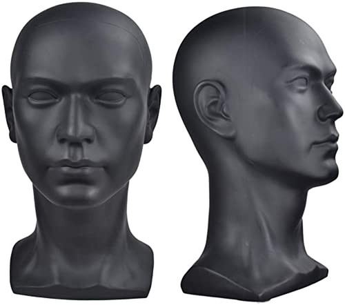 Pvc mannequin head black - head, male