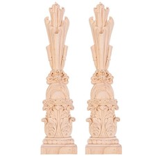 2pcs Wooden Carved Unpainted