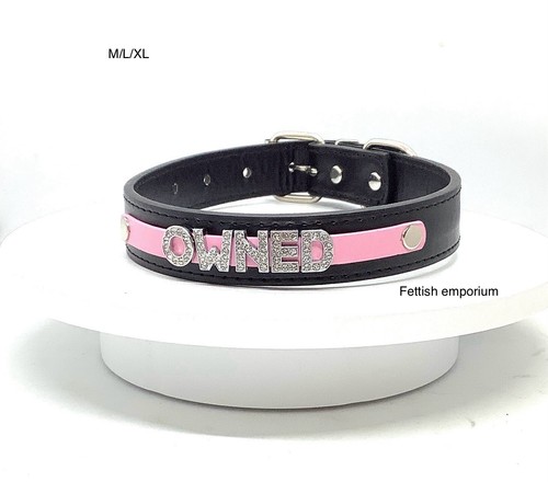 Bdsm black pink custom collar - black&pink,