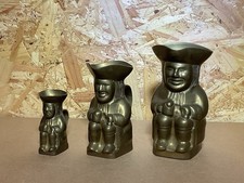 Vintage Brass Toby Jugs Set Of
