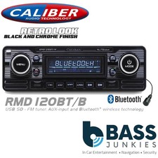CALIBER Vintage Classic Bluetooth Mechless USB SD Car Stereo Radio Player BLACK