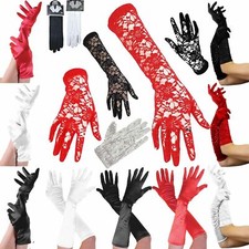 WOMENS LADIES SATIN GLOVES HEN