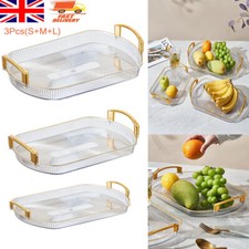 3Pcs Serving Tray Fruit Serving Platters w/Handle Rectangle Dessert Party Tray