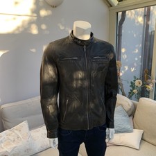 Mens superdry jacket size XL Cafe Racer Very Soft 100% Lamb Leather - Mint