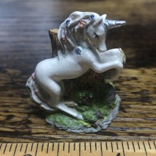 Thimble Bisque Hand Painted Unicorn Flowers