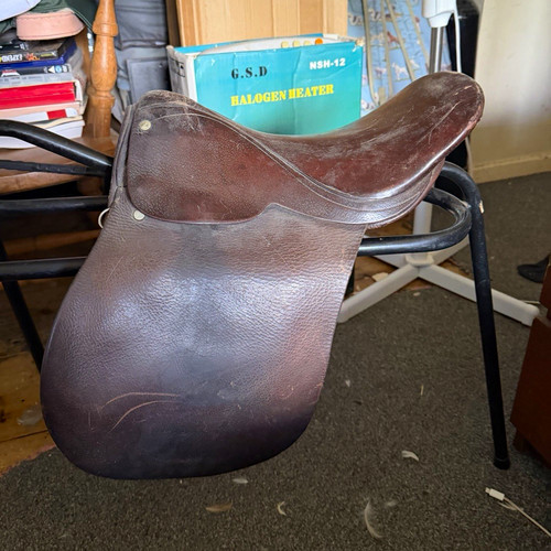 Brown pony saddle - brown, saddle.