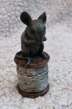 Vienna Bronze Mouse Rat Sat On Bottin Cotton Reel Shuttle Signed Franz Bergman