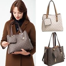 Bessie London Two Tone Logo Print Handbag, 3 Compartments Shoulder Bag