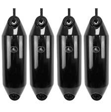 4 x Hurricane Boat Fenders – PM02 Black 48x12cm – Free Spliced 10mm Rope