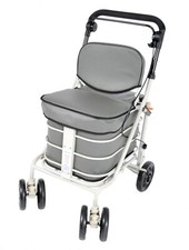 Shopping Trolley With Seat and Backrest - GREY (FULLY ASSEMBLED!)