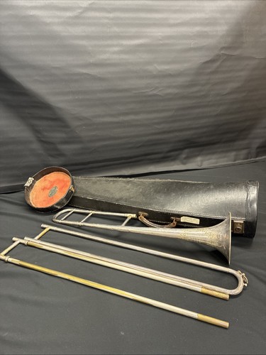Vintage silver trombone - vintage,