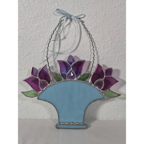 Vintage stained glass - glass, tulip