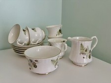 Vintage Claddagh China 5 Tea Cups, Saucers, bowl and jug bone china. Irish