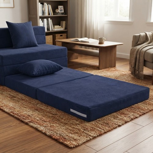Stylish corduroy fold - out, sofa