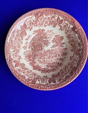Preloved English Ironstone Tableware Bowl Red White Shepherds Detail