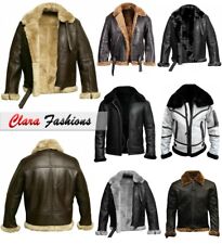 Men’s RAF WW2 Aviator Real Leather Coat Bomber B3 Sheepskin Pilot Flying Coat