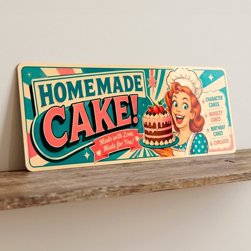 Homemade cake metal sign - cake,