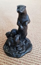 Heredities Cold Cast Bronze Figure " The Otter and Kits "