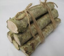 Set of 6 Mini Silver Hazel Logs Sticks Christmas Decor Craft Art Rustic