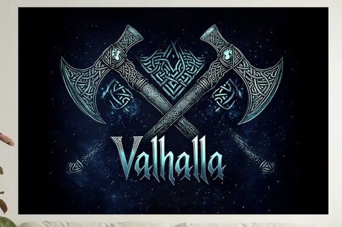 Valhalla viking tapestry - tapestry, wall
