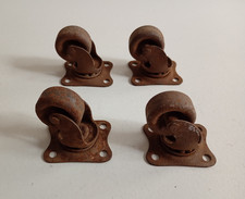 4 Vintage Matching Iron Swivel Castors - Working