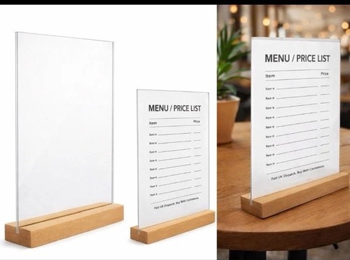 Acrylic table display sign - a4,
