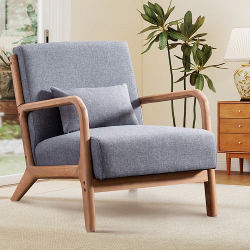 Linen modern curved - linen, armchair