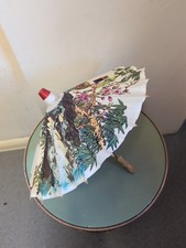 vintage Japanese/Chinese hand-painted rice paper and bamboo parasol,