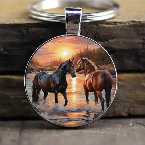 Horses sunset keyring brand - sunset,