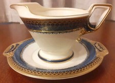 Burleigh Ware : Sandon Pattern : Sauce Jug with Under-Plate : Zenith : Art Deco