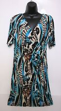 Mixed Animal Print Ruched Zip Frank Lyman Style Sheath Midi Dress Size 12 Eur 40