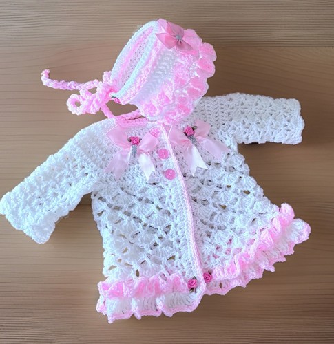 Baby girl cardigan and - and, bonnet