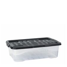 Strata Curve Storage Box with Black Lid, 30 Litre, 60x40x17cm - Transp.