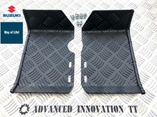 Suzuki LT50 Aluminium Chequer Foot Plates Ankle Protectors. Foot Guards. Black