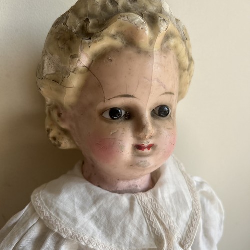 Pumpkin head wax doll antique - pumpkin,